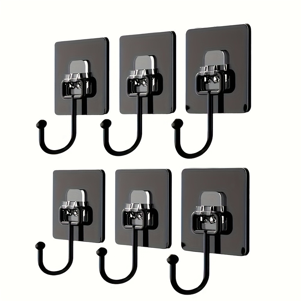 

6pcs Heavy Duty Self-adhesive Wall Hooks - Waterproof, For Coats, Towels, Keys & More - Acrylic Hangers For Bathroom, Kitchen & Home Use