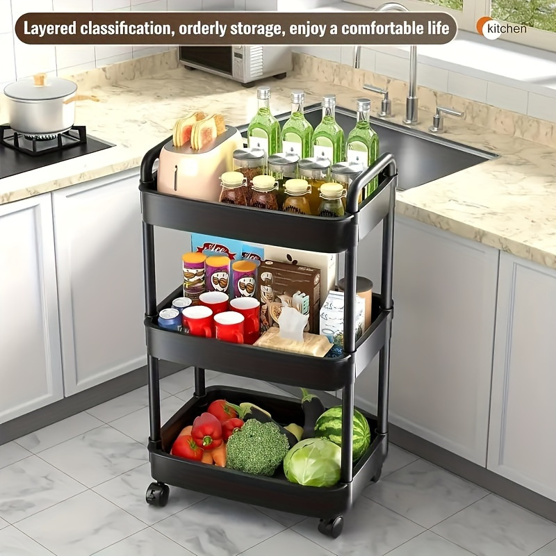 TEMU Versatile Multi-tier Storage Rack - 3 Or 4 , Bedroom, Kitchen & Outdoor Use, Plastic Organizer