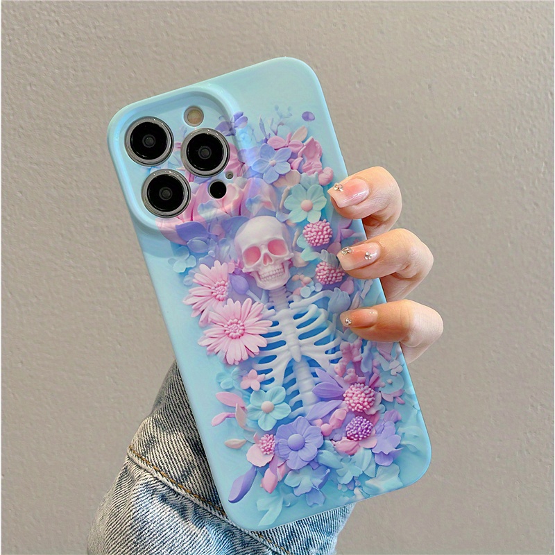 

Purple Skeleton All Inclusive Resistant Film Hard Phone Case For Iphone 11/12/13/14/15/16/plus/pro/ Gift Protective Cover Gift For Men And Women