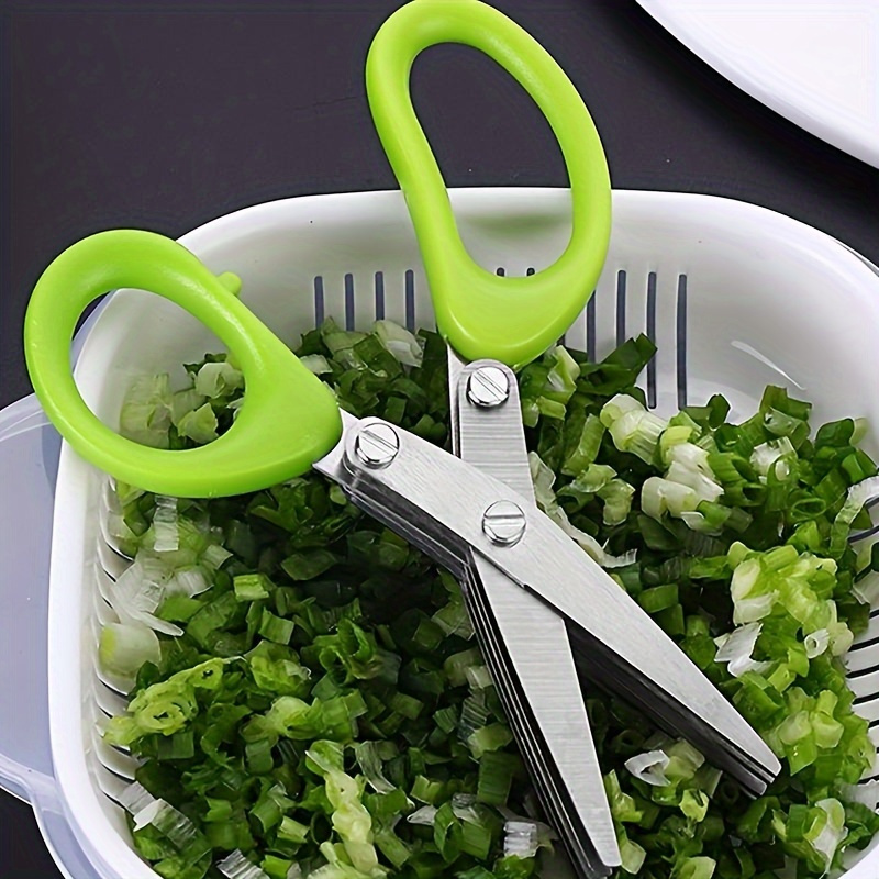 1pc stainless steel kitchen scissors with 3 layers 5 layers ideal for chopping onions vegetables herbs and spices essential cooking supplies details 2