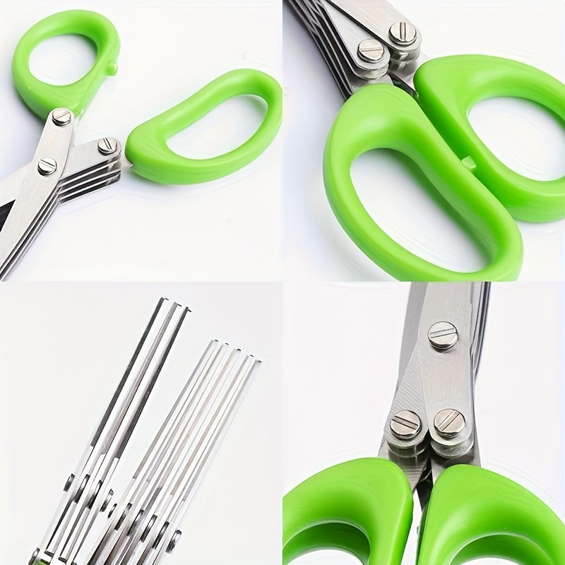 1pc stainless steel kitchen scissors with 3 layers 5 layers ideal for chopping onions vegetables herbs and spices essential cooking supplies details 3