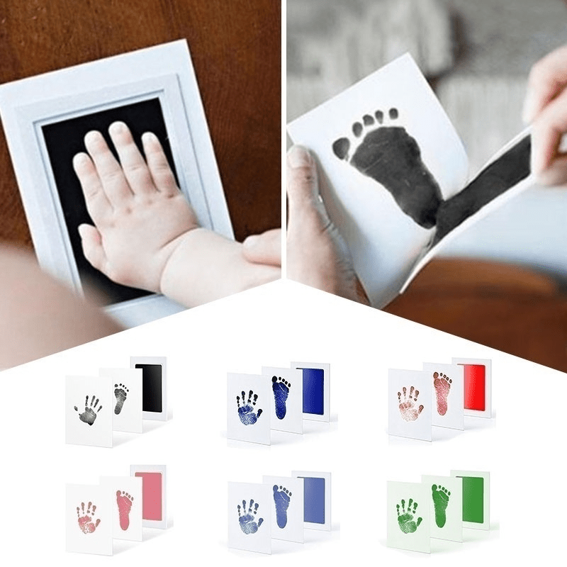 

2-pack Baby & Footprint Diy Kit, Non-toxic Pad With 2 Papers, Newborn Souvenir Casting, Infant Hand & Foot Molds, Paper Material