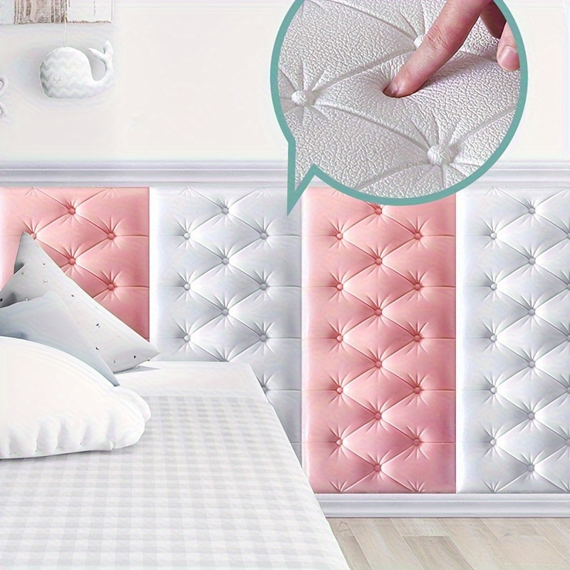 5pcs 3d foam anti collision wall sticker tatami bedside soft   cushion self   wall panels bedroom wall decoration bedside wall aisle sticker details 3