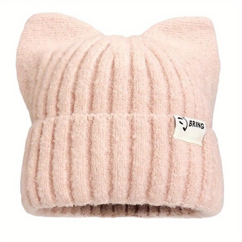 TEMU New Winter Japanese-style Cute Cat Ear Hats For Men And Women, Warm Ear Protection Beanies For Autumn And Winter, Soft Caps For Winter
