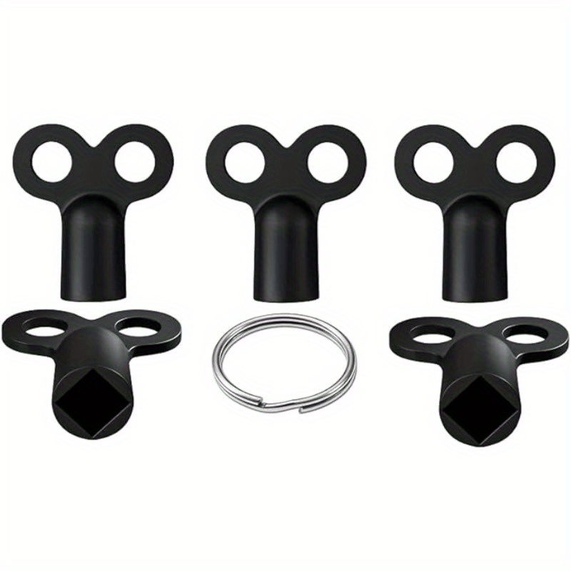 E-shop 5er-Pack Heizkörperventil-Schlüssel mit Schlüsselring, quadratisch, schwarz, 5 mm Zinklegierung, zum Entlüften von Heizkörpern,