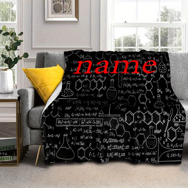 

1pc Customized Name Flannel Throw Blanket - Personalized Soft And Warm Polyester Knit For Napping, Camping, Travel