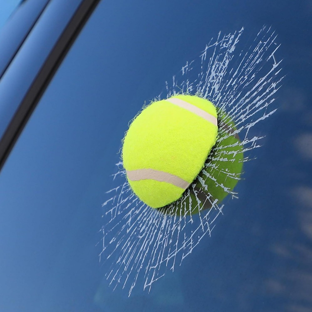 

Autocollant de Fenêtre de Voiture en Verre Cassé 3D Hilarant - Auto-adhésif, Vinyle, Décalcomanie à Unique en Blanc/Rouge/Jaune, Ronde, pour l'Hiver, le An