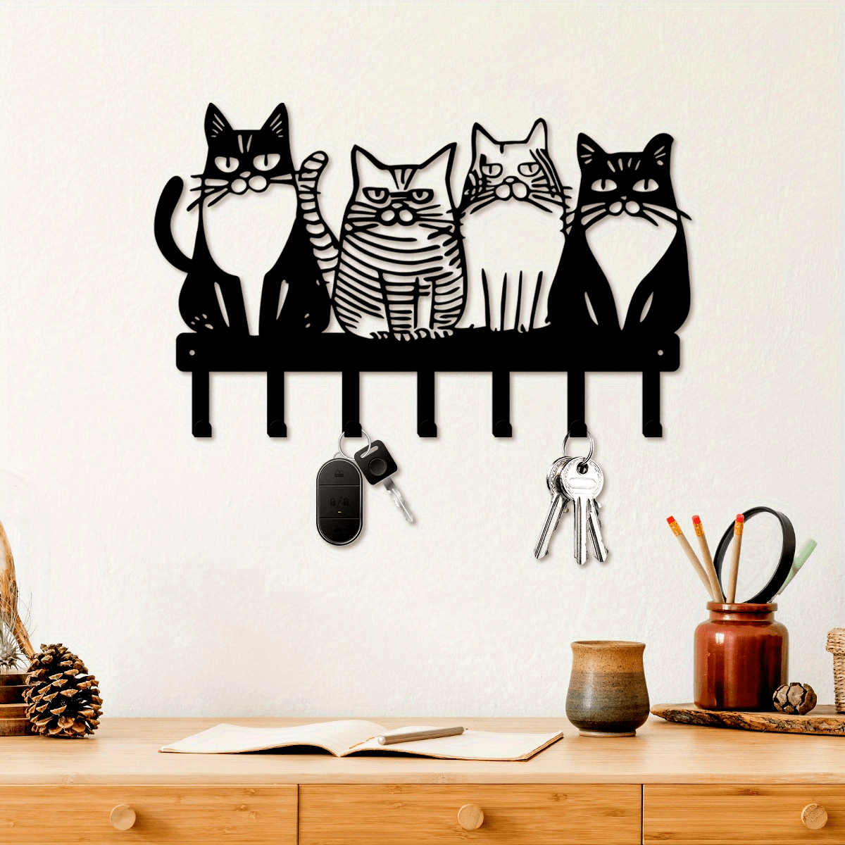 

Cat Themed Metal Wall Hook- Towels, Coats And Keys-ideal Gift For Cat Lovers-universal Home Decoration, Suitable For Thanksgiving And Christmas Cat Decoration