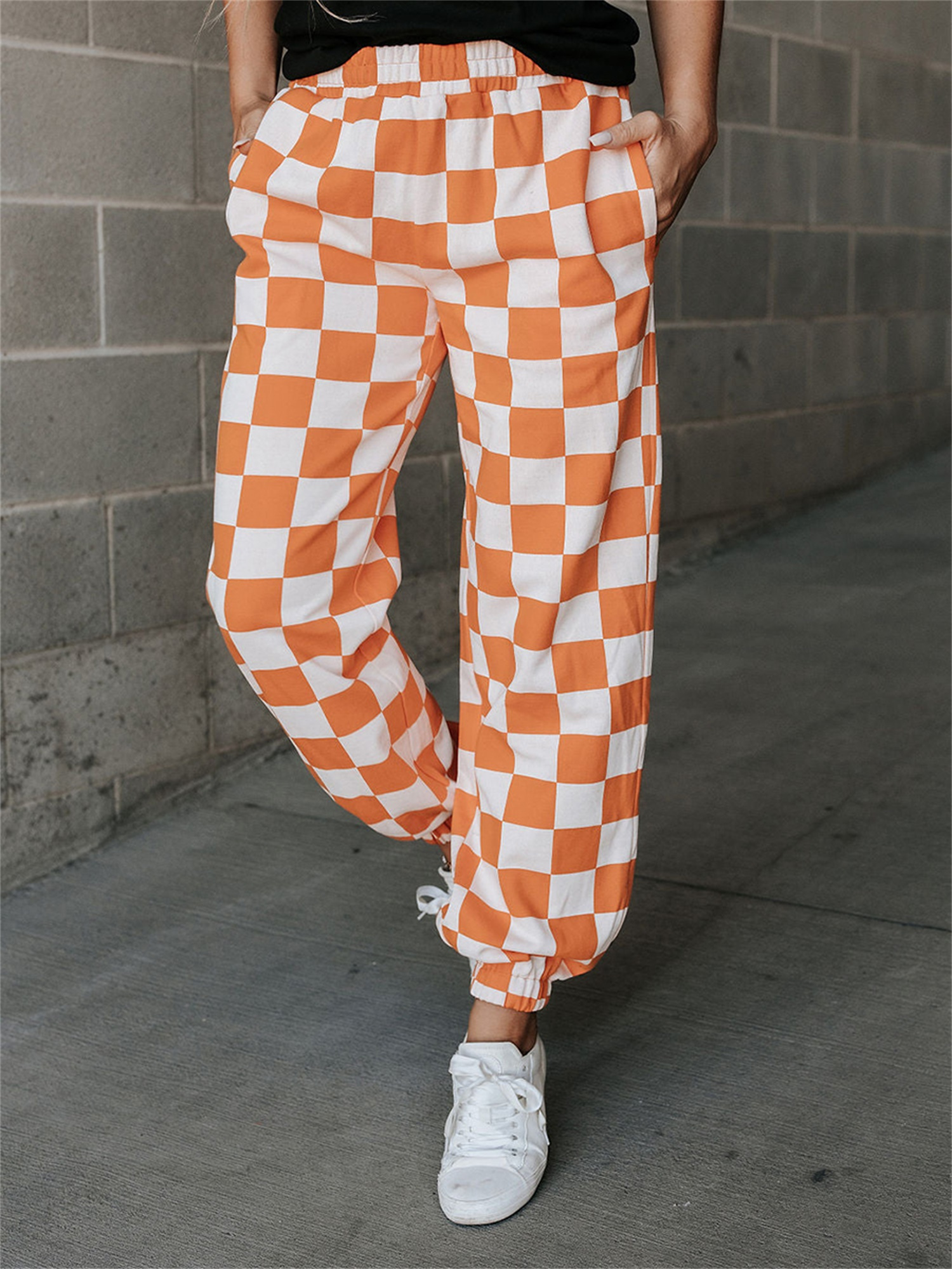 Baggy Womens Checkered Joggers Harajuku Plaid Wide Leg Pants Women