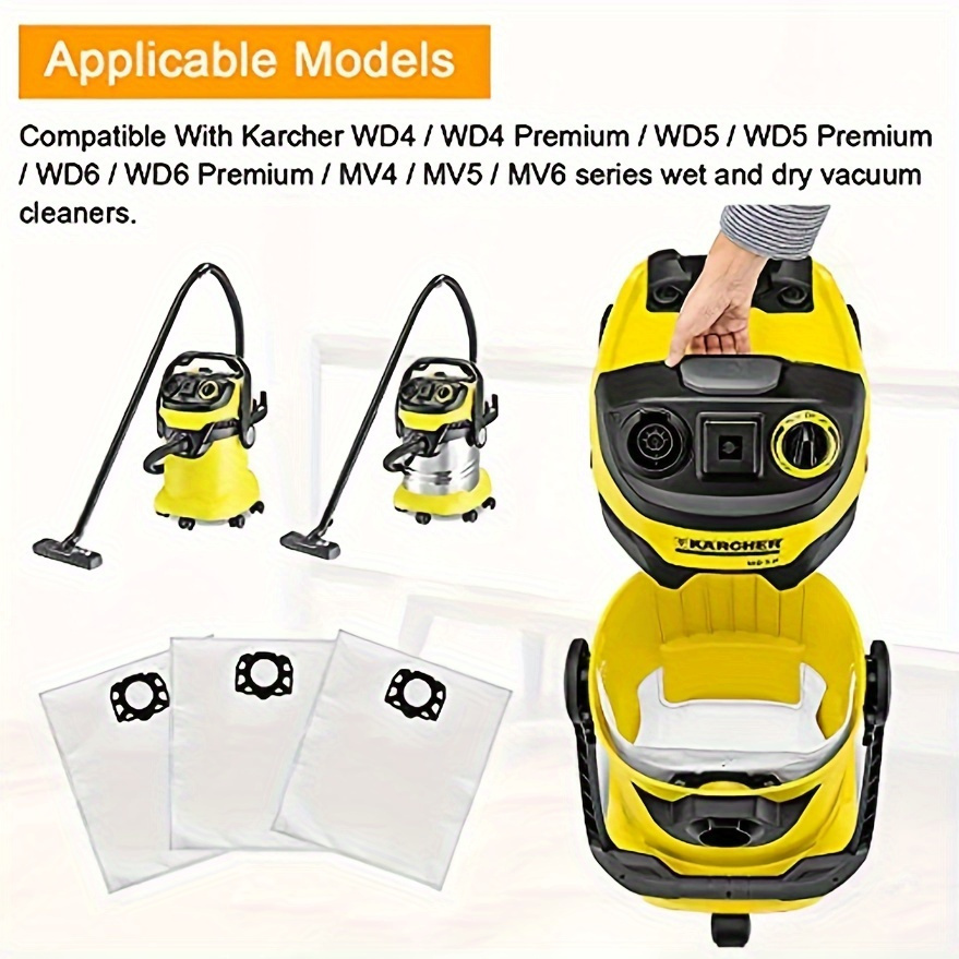 15 Staubsaugerbeutel Für Kärcher WD4 WD5 WD6 MV4 MV5 MV6 – Vliesfilter, Nass/Trockensauger
