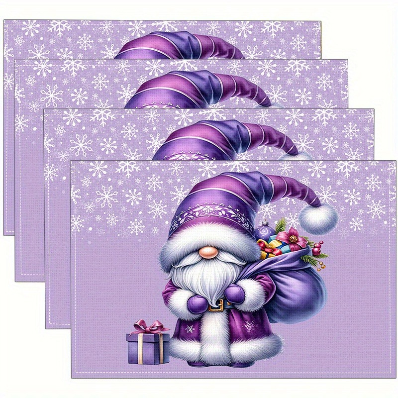 

Set Of 4 Christmas Placemats - Table , Washable Table Decor, Cup 16.54" X 12.6