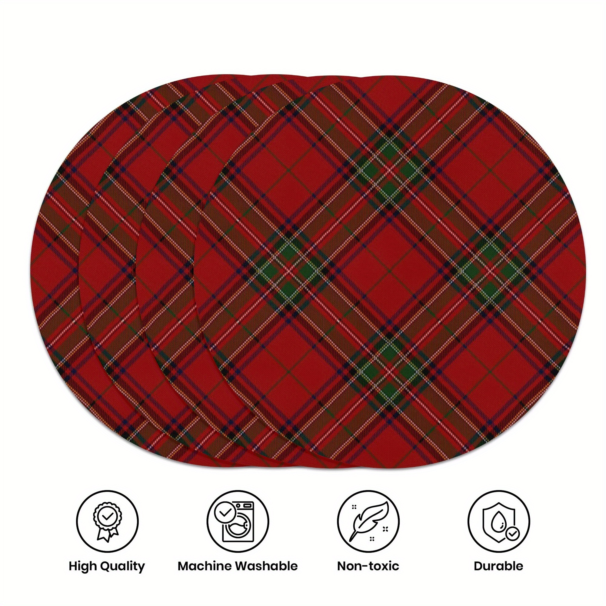 

4pcs, Christmas , Red Placemat, -slip And -, Washable And Reusable, Washable And Placemat, Christmas , Suitable For Dining, Kitchen Decoration And , Christmas Decoration, 15in