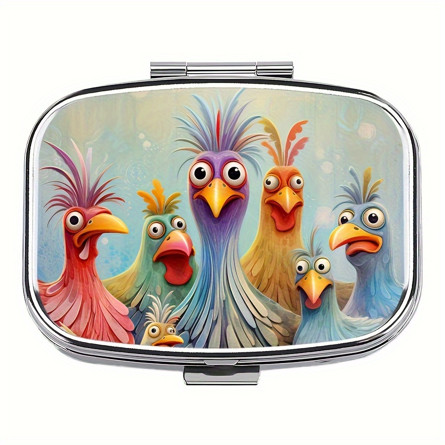 Portable Cartoon Metal Pill Box, 2 Compartments - Portable Decorative Vitamin Organizer, Suitable For Handbags And Travel