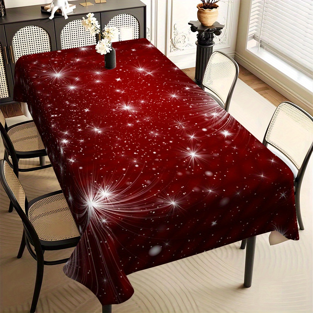 

1pc Christmas Red Tablecloth, Table , -, Stain-, For Dining, Table, , , And