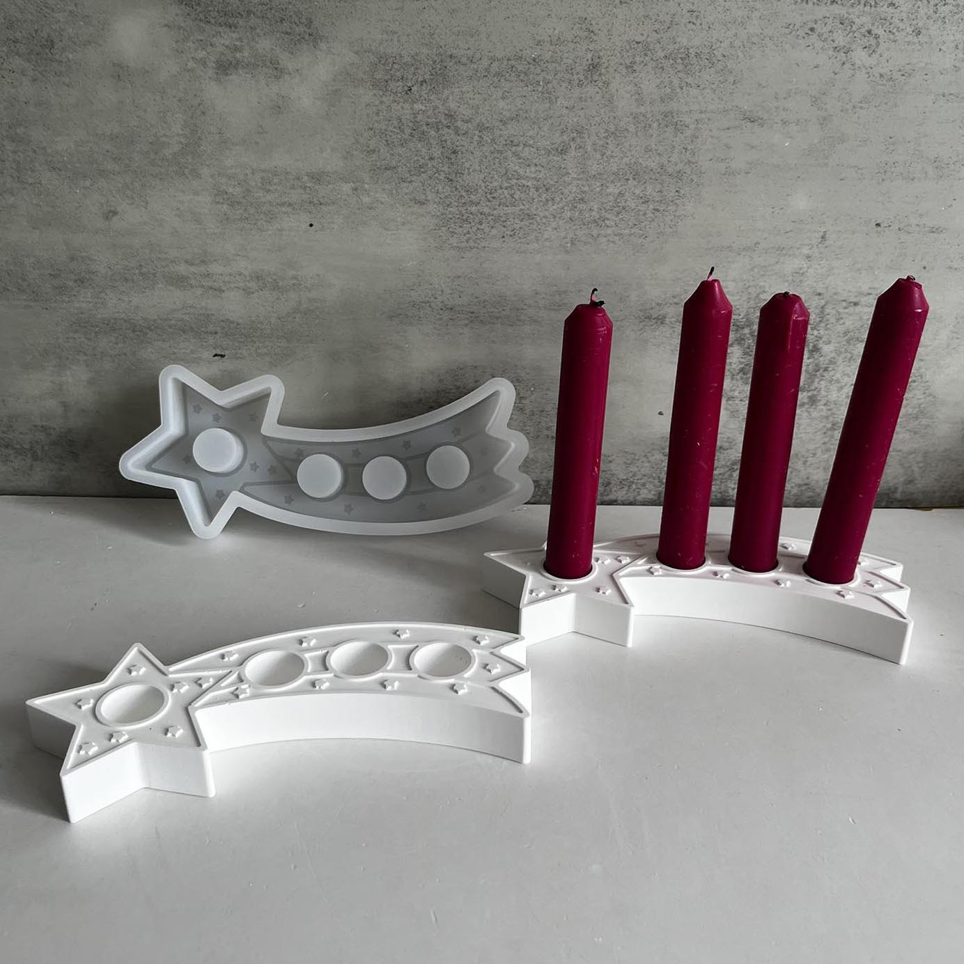 

1pc Silicone Candle Holder Mold, Pentacle Design, Long Candlestick Drop Glue Casting Mold For Diy Crafts And Home Decor, Candle Molds