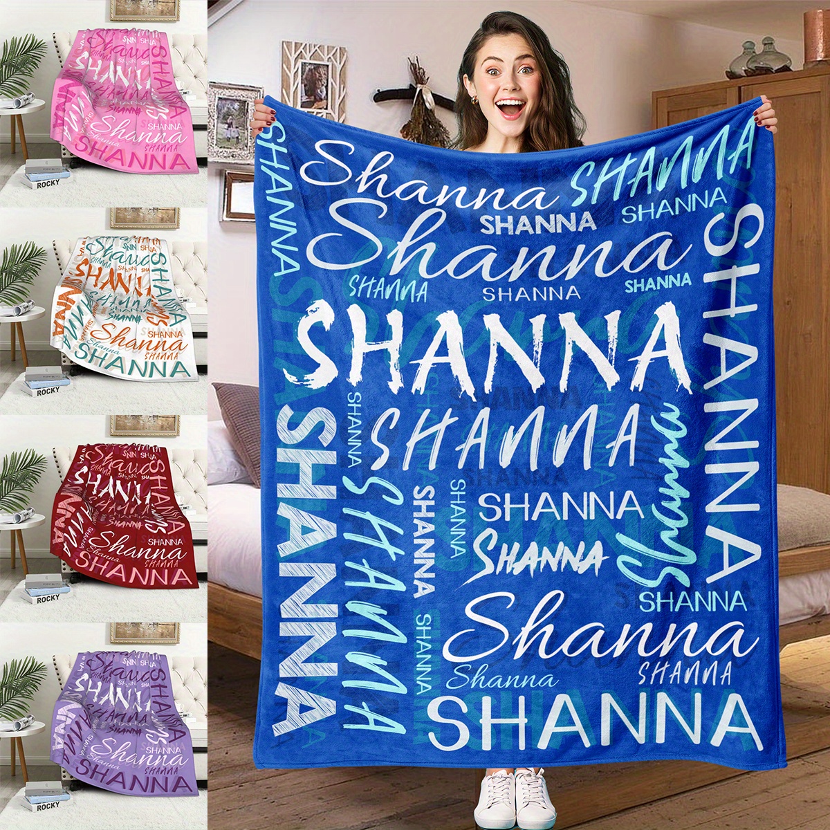 

Custom Name Blanket - Soft Polyester Knit Throw, Personalized In Vibrant Colors - Cozy & Stylish For Adults, Women, Girls, And Boys - Ideal For All , Personalized Blanket