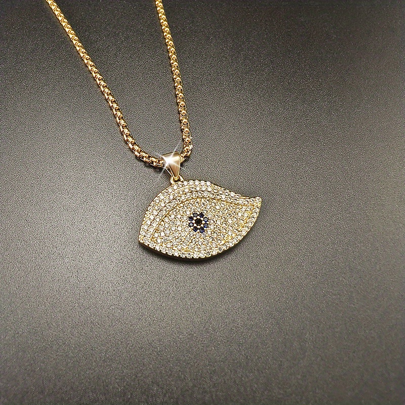 

Collier en cuivre plaqué or 18K avec pendentif œil en synthétique - Charme élégant de style vintage unisexe pour toutes les , idéal pour et les fêtes