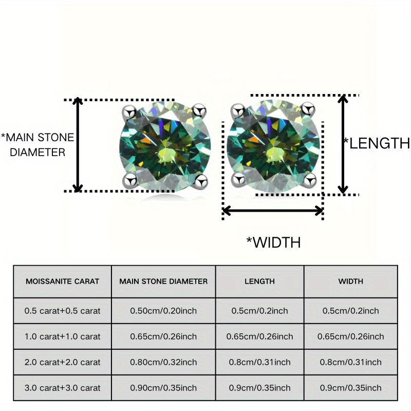 Women's 0.5 Carat Green Moissanite Four-Claw Stud Earrings