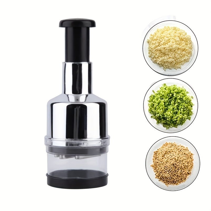 1pc stainless steel manual food chopper handheld press cutter for garlic onions vegetables   kitchen gadget   no electricity needed details 0