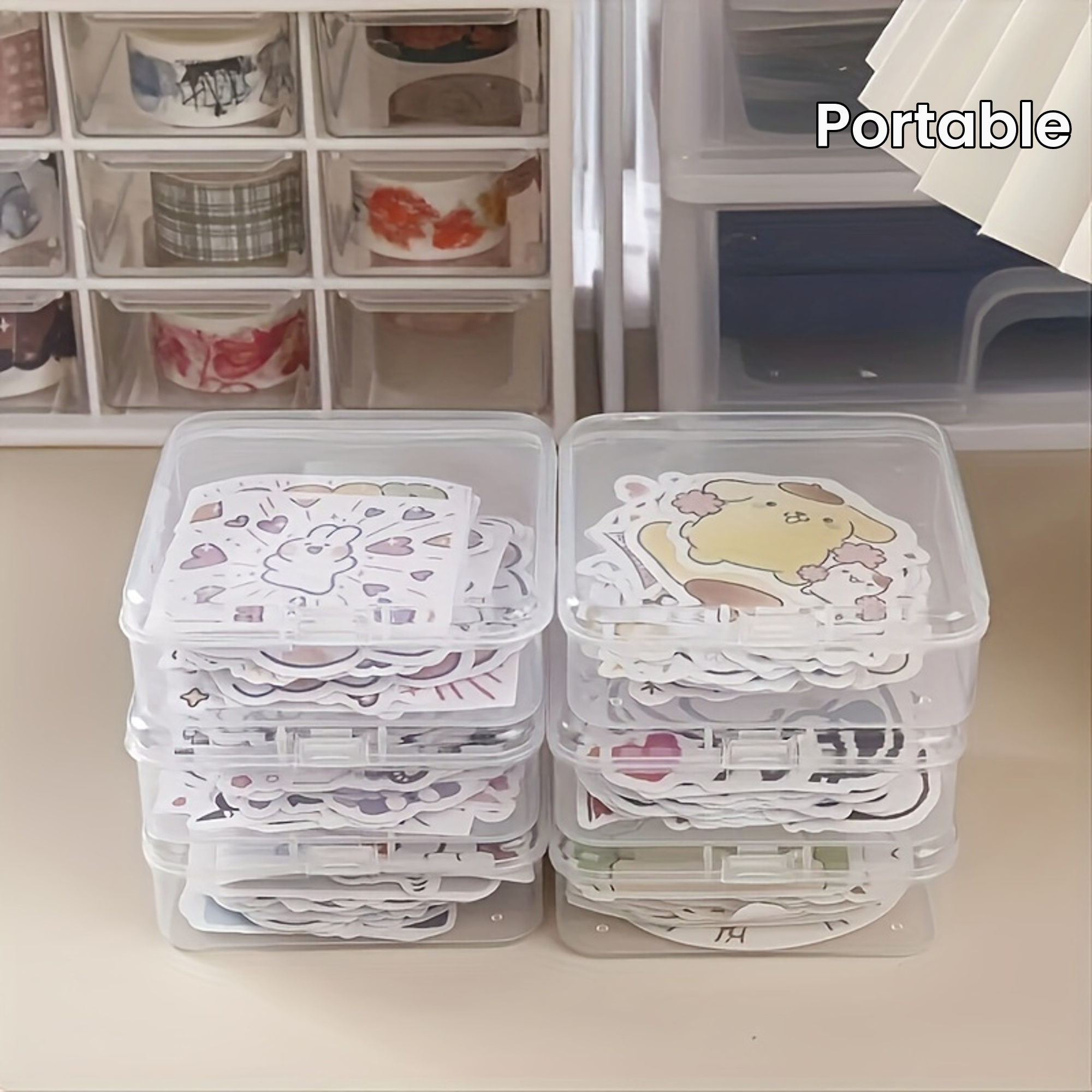 

4-pack Clear Pp Storage Boxes, Portable Transparent Organizer For Stickers, Jewelry, And Accessories