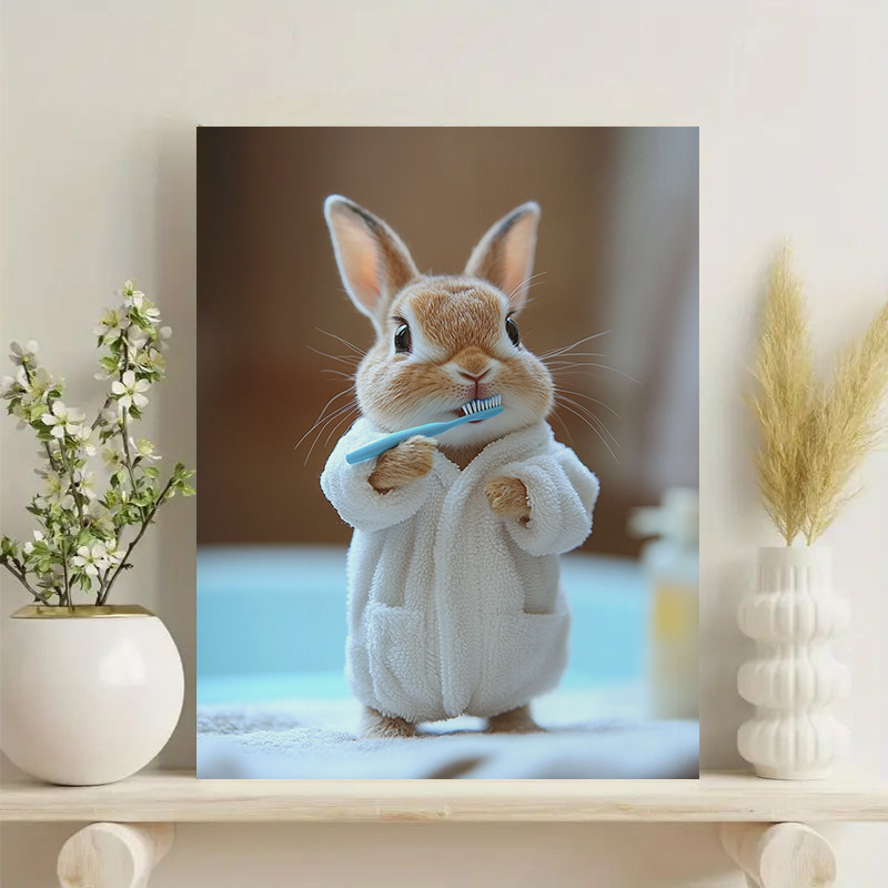 

Modern Abstract Rabbit Canvas Art Print - Wall Decor For Living Room, Bedroom, Office & Bar, Oil Painting Style, Poster, Room Decor