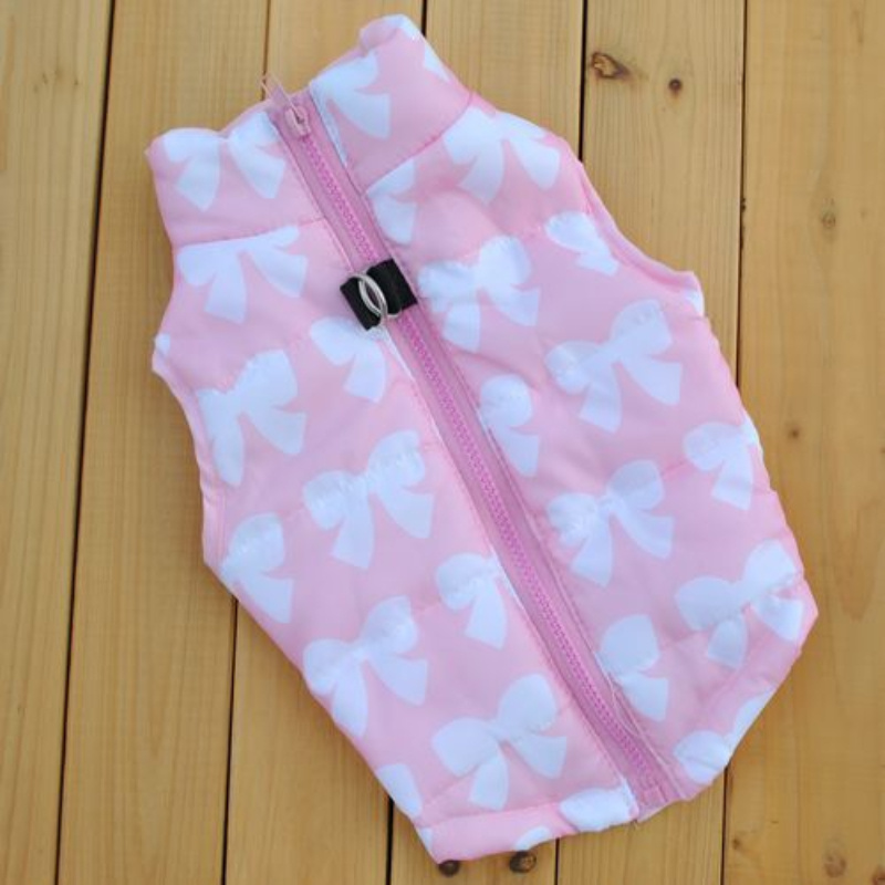 

Pet Vest For Dogs And Cats, Winter Warm Vest, Coat With Bow Print, Jacket With Leash Clip, .