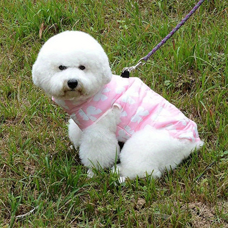 

Pet Vest For Dogs And Cats, Winter Warm Vest, Coat With Bow Print, Jacket With Leash Clip, .