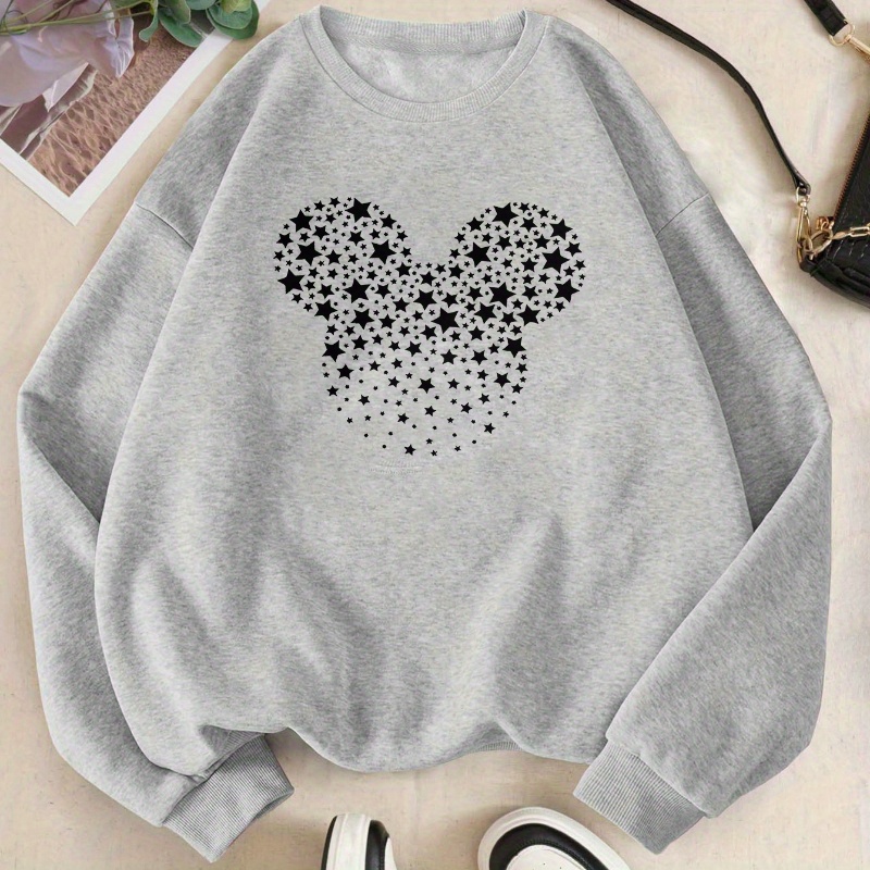 

1pc Women's Sweatshirt Pattern - Polyester , Round , Long Sleeve, , Top