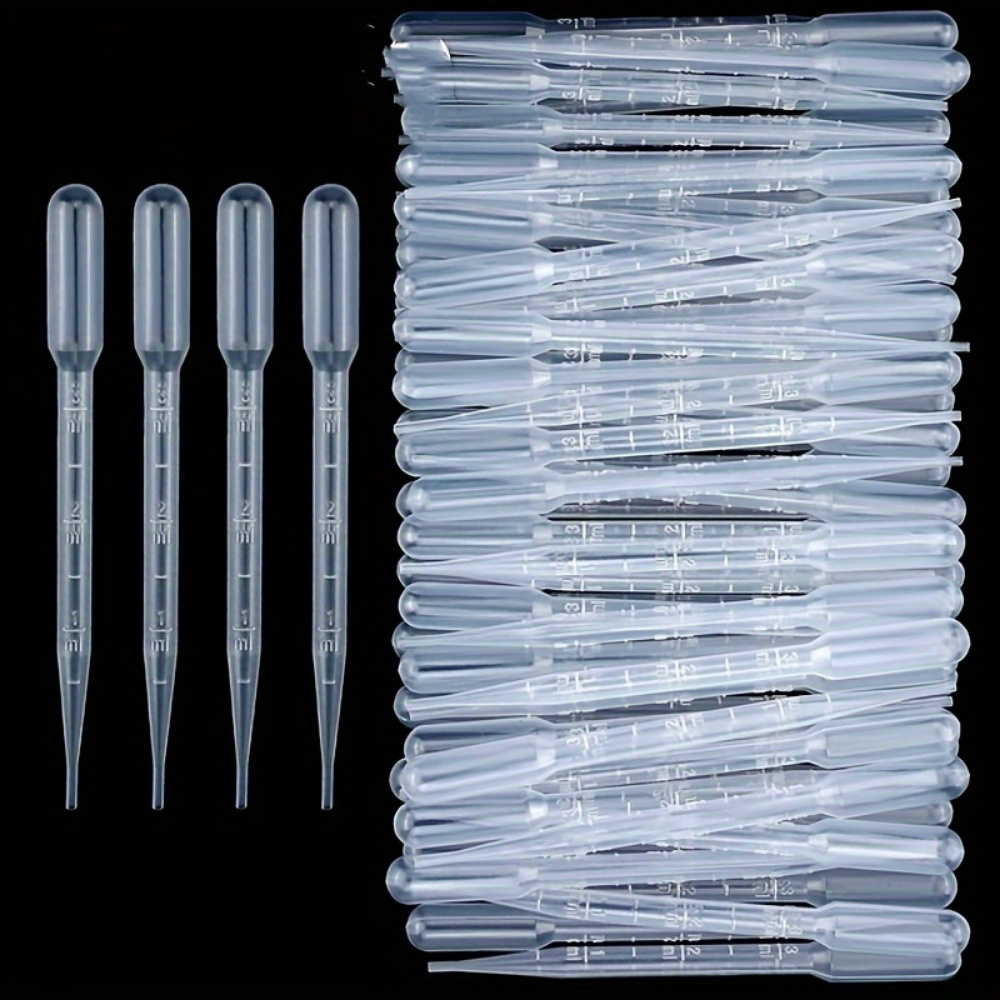 

30pcs Pipettes jetables en plastique, 3ml/1ml , rondes, non parfumées, lavage uniquement et artisanat