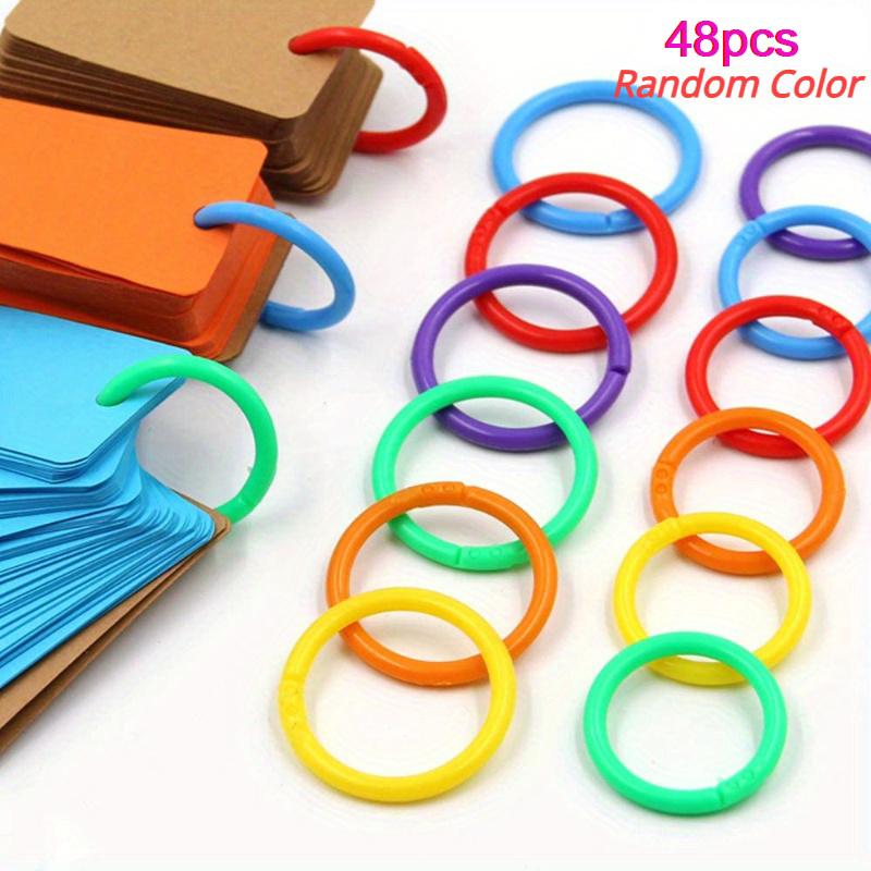 Image of 48pcs 15mm Plastic Loose Leaf Rings Photo Album Binder Rings Loose Leaf Office Binding Supplies (colors )
