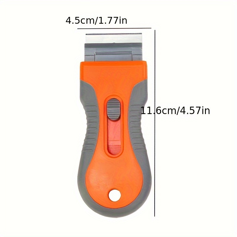 multi purpose   scraper tool ideal for paint stripping window glass cleaning stovetop maintenance   stainless     yellow orange window cleaning aid   design stainless steel blade details 2