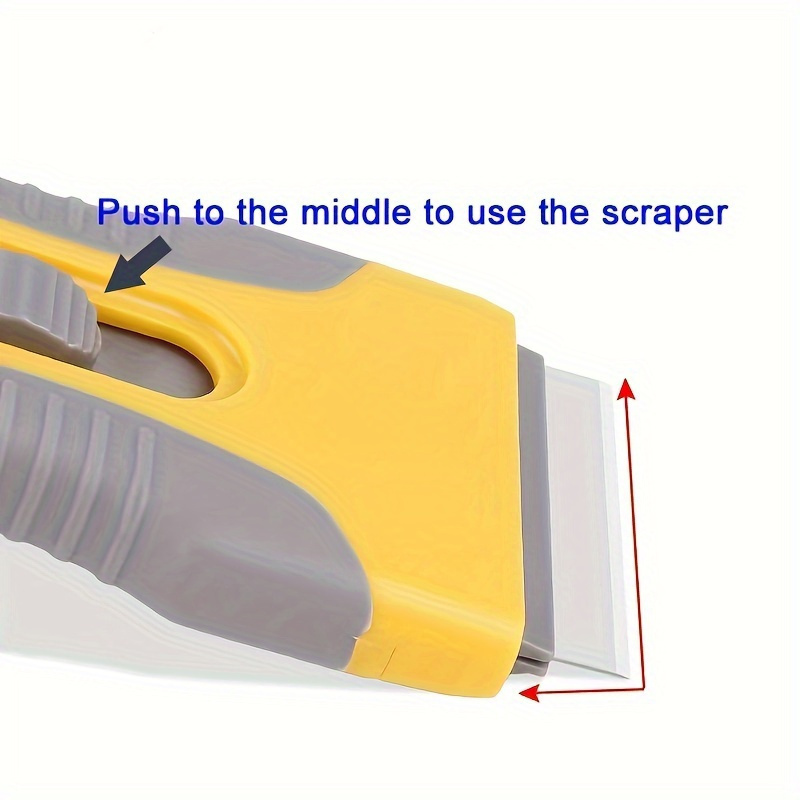 multi purpose   scraper tool ideal for paint stripping window glass cleaning stovetop maintenance   stainless     yellow orange window cleaning aid   design stainless steel blade details 3