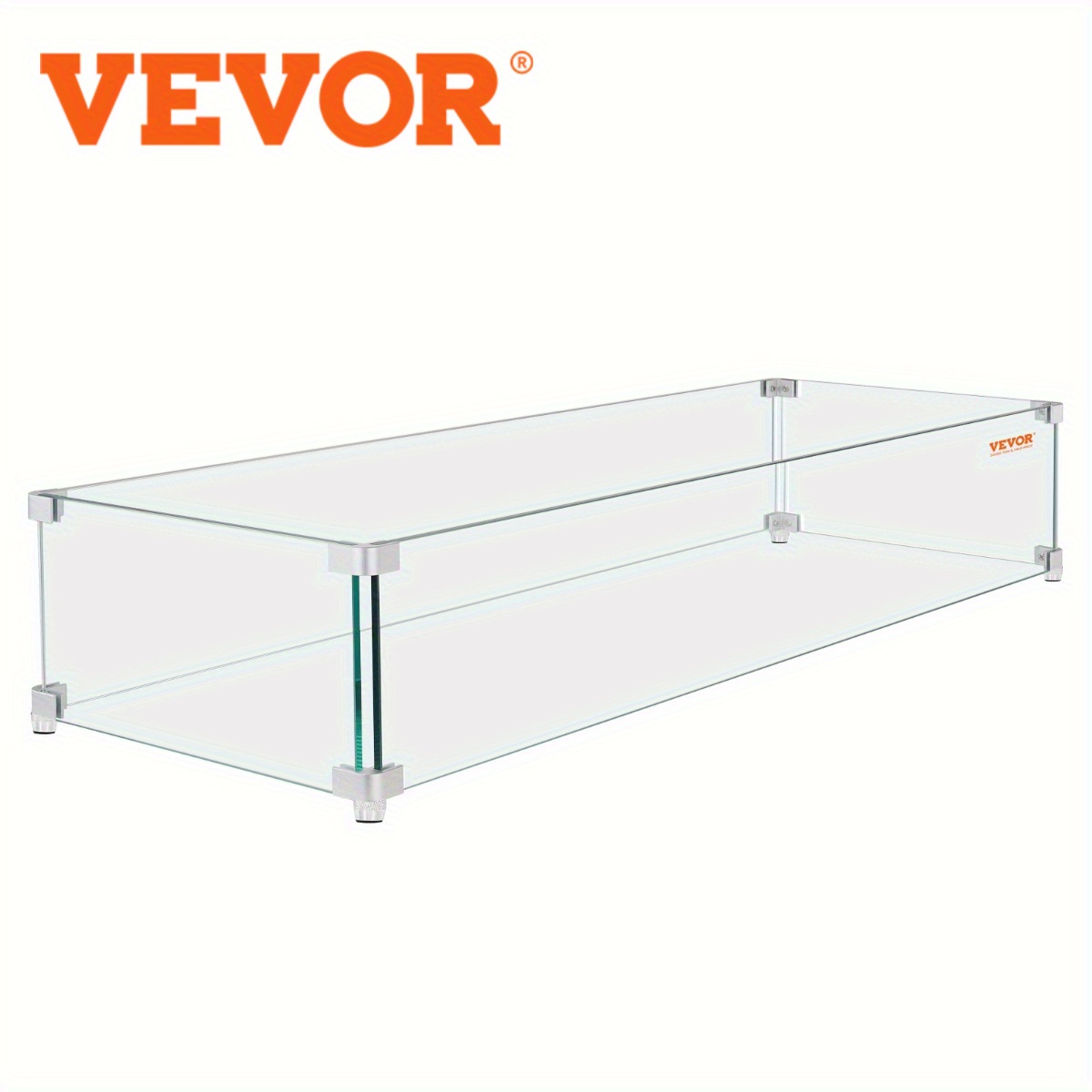 

Patio , Vevor Clear Tempered Glass Fire Pit - 23.5"x7.5"x6.5" Rectangular , 0.31" With Reinforced Metal Brackets & Feet For Outdoor Fire Tables