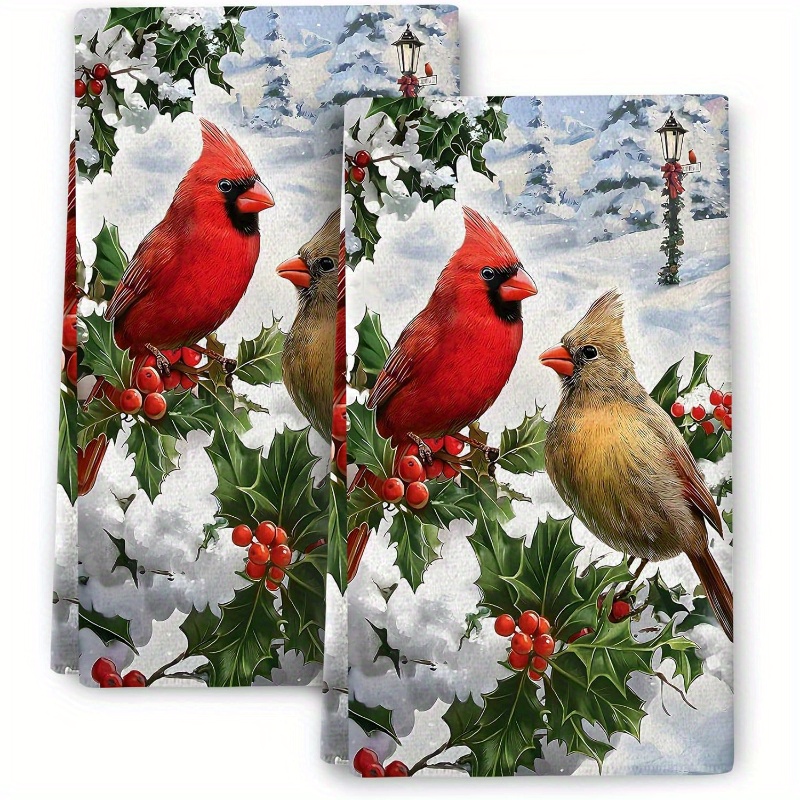 

2pcs Christmas Towels - , Polyester Red & , For Drying & Cooking, 18x26 , Christmas Decor