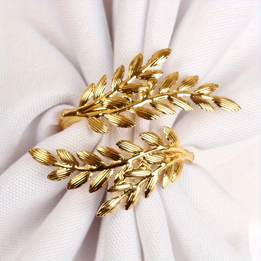 

8pcs Elegant Golden Wheat Napkin Rings - Metal, Weddings, Thanksgiving, Easter & More - 70mm X 45mm, Thanksgiving