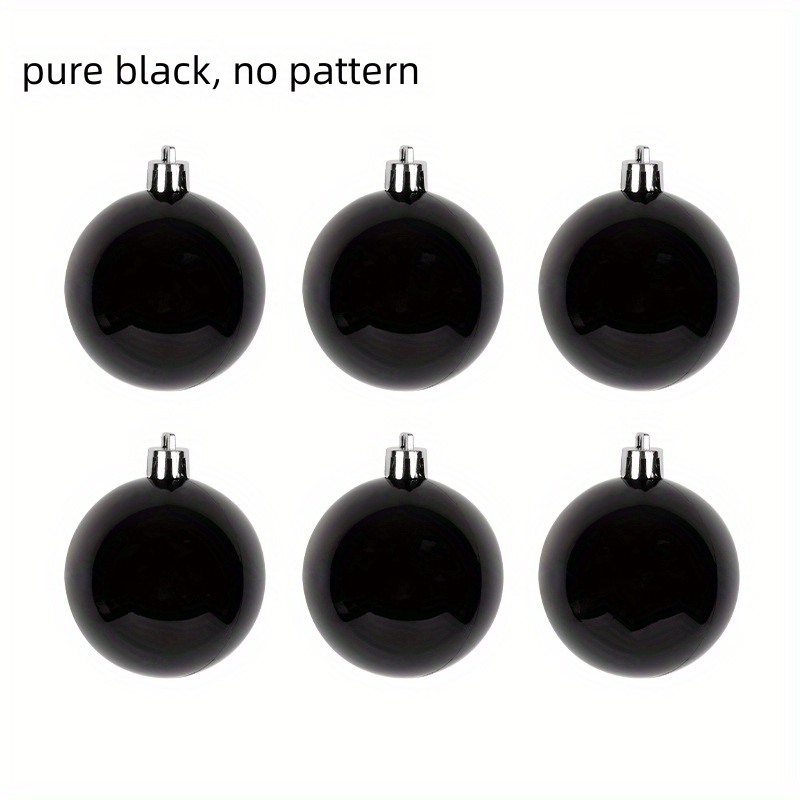 Image of 6 Black Spherical Hanging Ornaments, 6cm Christmas Tree Hanging Ball Decorations, Valentine's Day, Birthday, Wedding, And Party Decoration Supplies