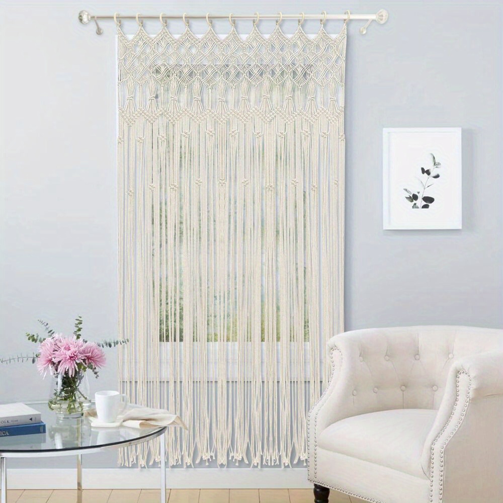 TEMU Rideau de Fenêtre en Coton à Franges Style Bohème, Tapisserie Murale Décorative