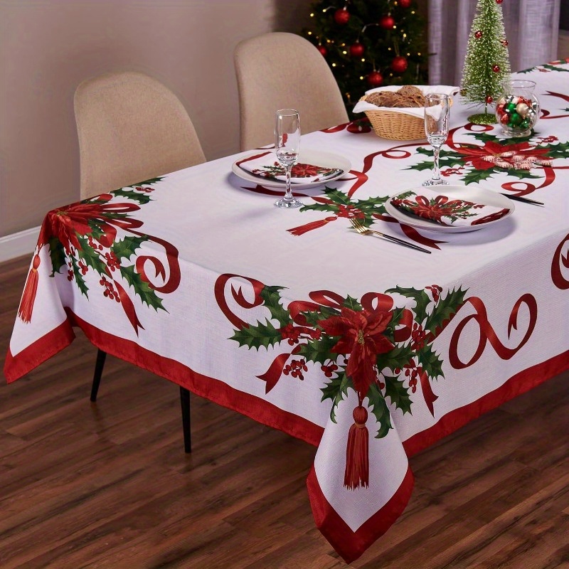 

1pc Jit Christmas Tablecloth, Polyester , Rectangular, -, Polyester Lining, Decor For & Dining