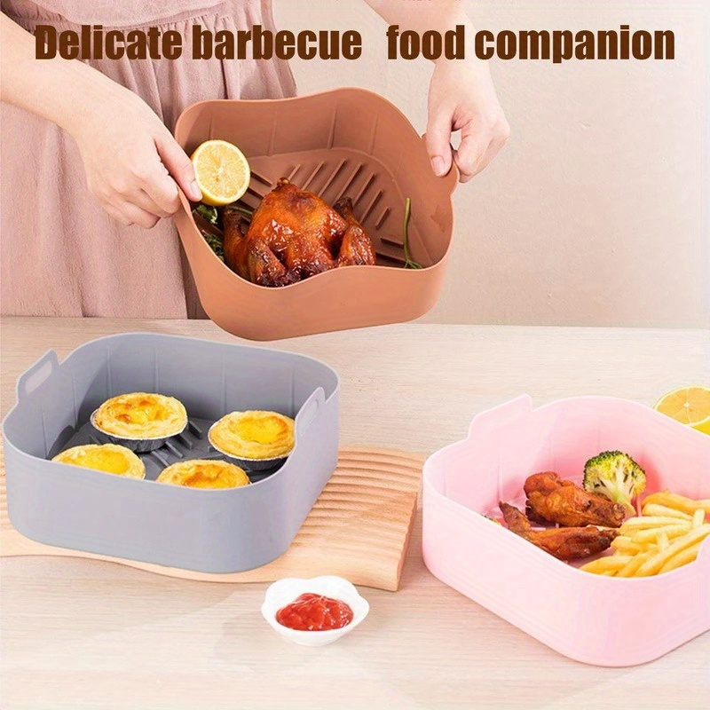 versatile silicone air fryer liner   non stick basket mat for healthy cooking details 0