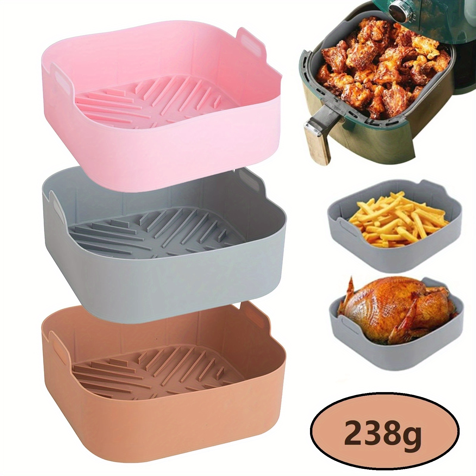 versatile silicone air fryer liner   non stick basket mat for healthy cooking details 2