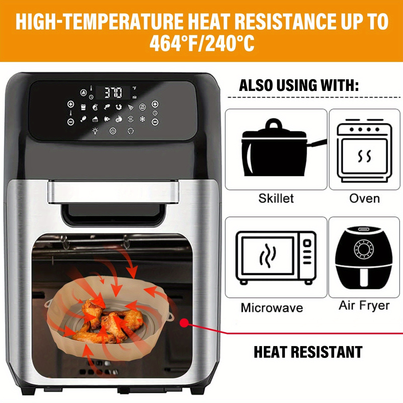 versatile silicone air fryer liner   non stick basket mat for healthy cooking details 5