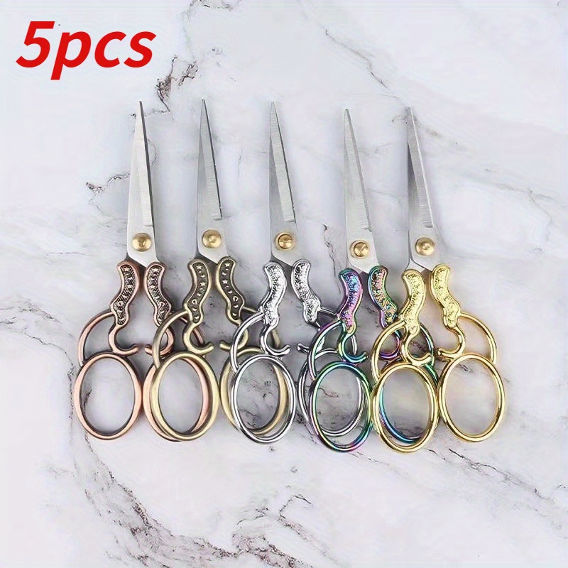 

5pcs Vintage Stainless Steel Scissors Set - Sharp, Precision Craft & Office Shears With Embroidery Thread