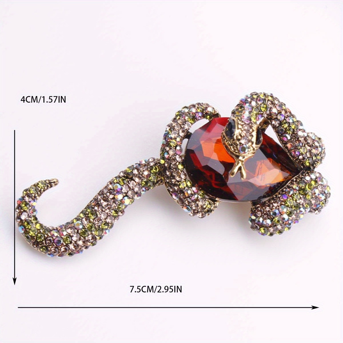 1pc punk luxury enamel snake brooch with inlaid zirconia novelty animal pin for men and women irregular shape fashion accessory for party banquet suit coat details 0