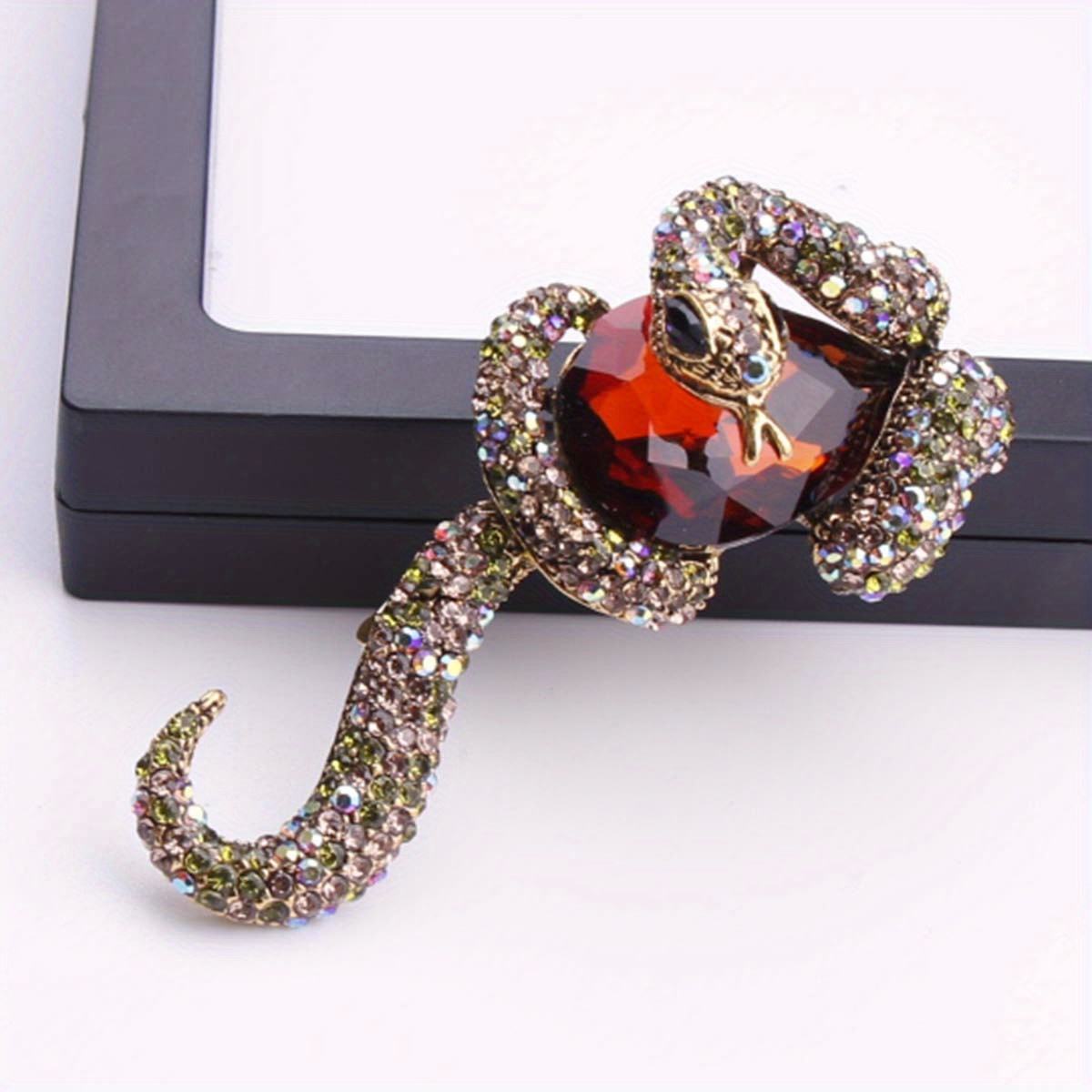 1pc punk luxury enamel snake brooch with inlaid zirconia novelty animal pin for men and women irregular shape fashion accessory for party banquet suit coat details 1