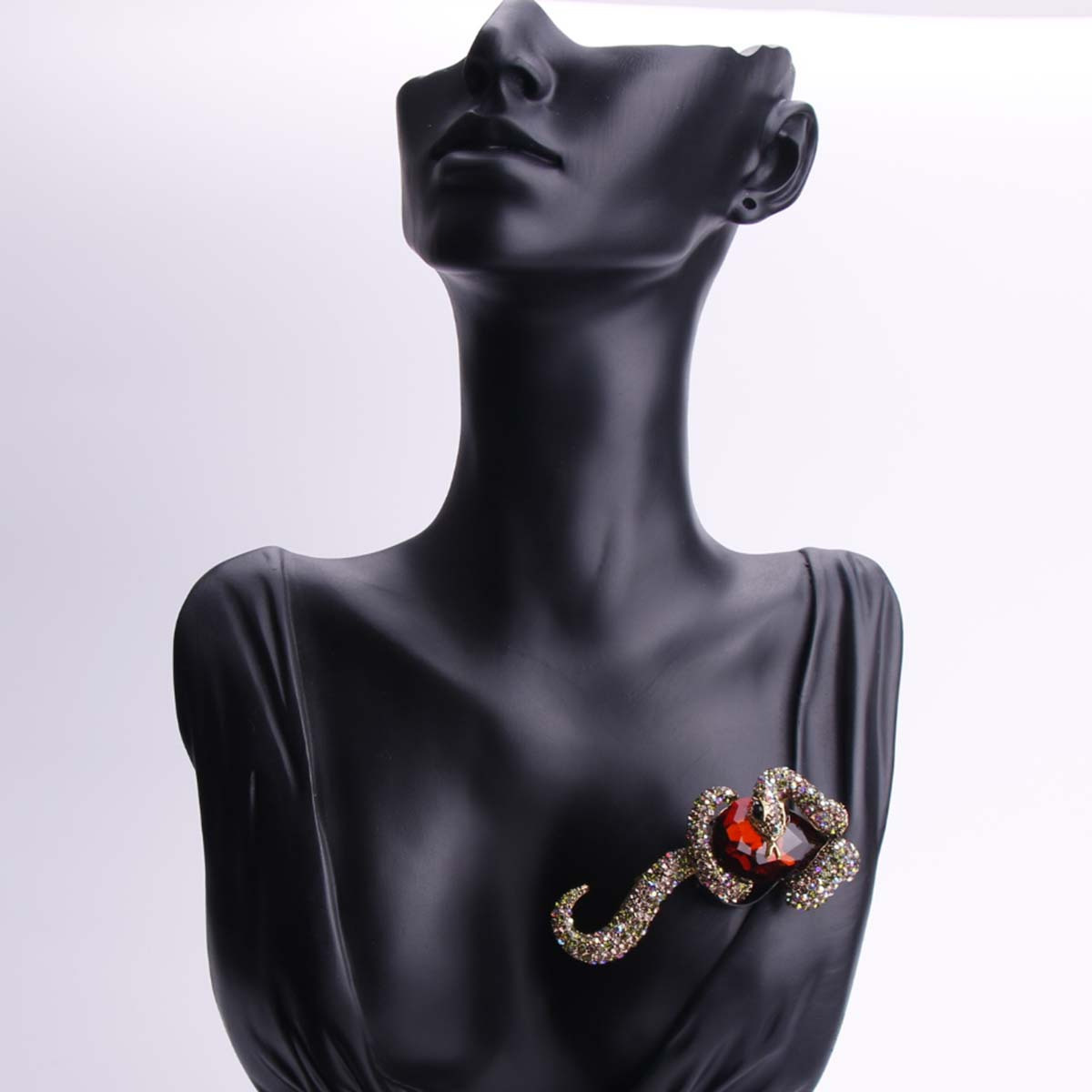 1pc punk luxury enamel snake brooch with inlaid zirconia novelty animal pin for men and women irregular shape fashion accessory for party banquet suit coat details 3