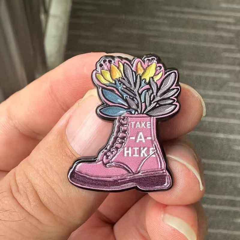 

Pink Boot Enamel Pin - Vintage-inspired, , Alloy Brooch For Clothing & Backpacks, Casual Attire