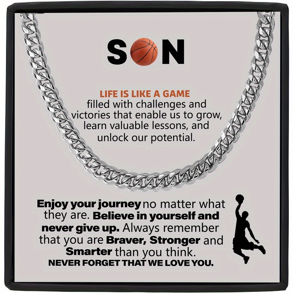 

1pc Inspirational - Necklace For Son - 316l Steel, , Motivational Box Set, For , Christmas, & Enthusiasts