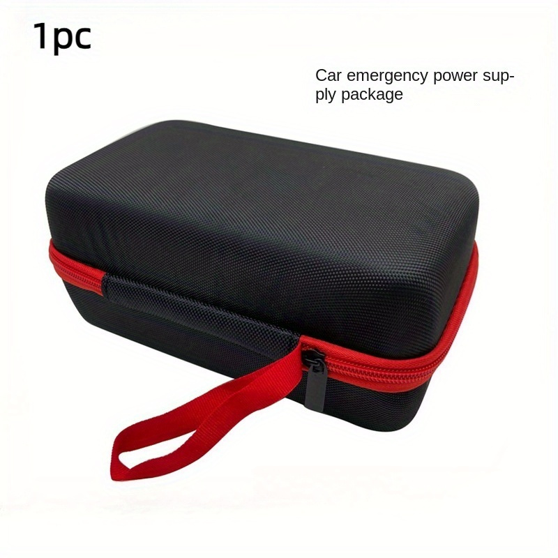 1pc Vehicle Emergency Kit Case - Black With Red Zipper, Ideal For Portable Jump Starters, Motorcycles, Bicycles, & Power Banks, Motorcycle Accessorie