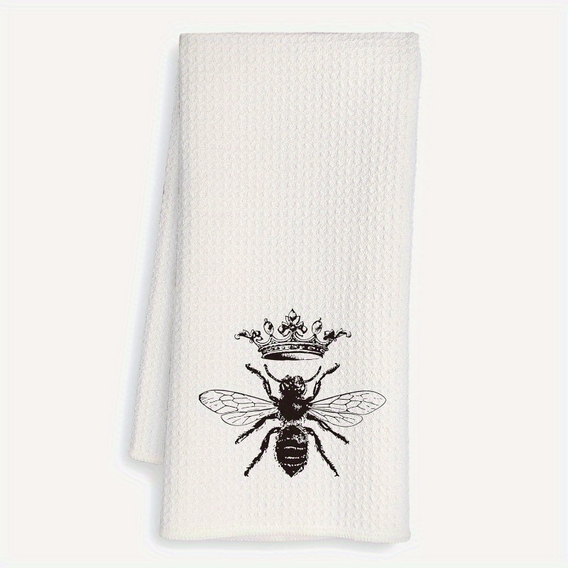 

1pc, 18x26inch, Bee Kitchen Towel, Soft Polyester Dish Towel, Cartoon , Weave, Machine Washable, For Kitchen And Bathroom Decor