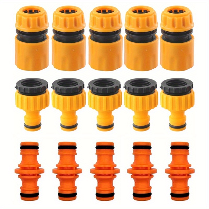 15pcs Plastic Quick Connect Hose Fittings For Washing - Thread Standard Adaptors Release For 1/2" & 3/4" Faucets, Compatible With European And American Hose Connectors